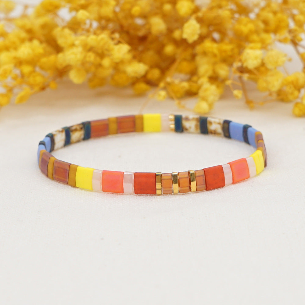 Attractive Bohemian Style Handmade Beaded Rainbow Bracelets