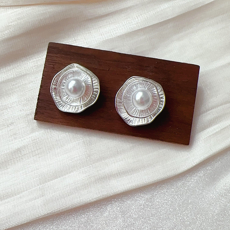 Lotus Leaf Pearl Everyday Joker French Minority Without Hesitation Stud Earrings