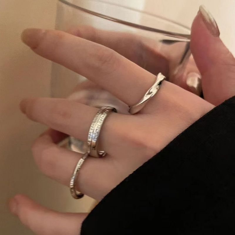 Sier Pigment Niche Bag Simple Temperamental Index Finger Ring