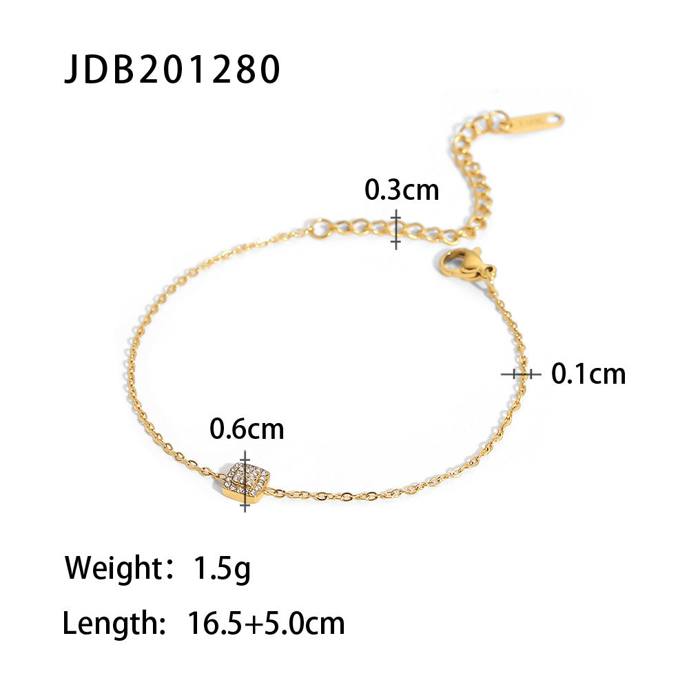 Women's Titanium Steel Gold Stainless Inlaid Zircon Bracelets