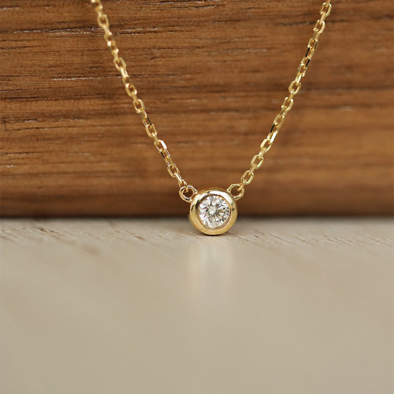 Women's Sterling Sier Gold-plated Solitaire Bubble Diamond Clavicle Chain Style Simple Necklace