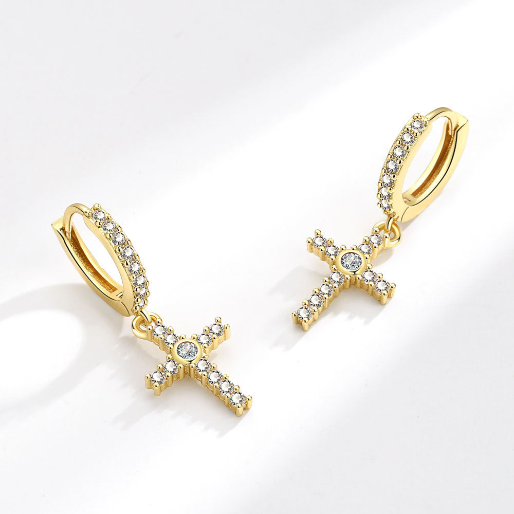 Women's Cross Micro Rhinestone Ear Clip Zircon Earrings