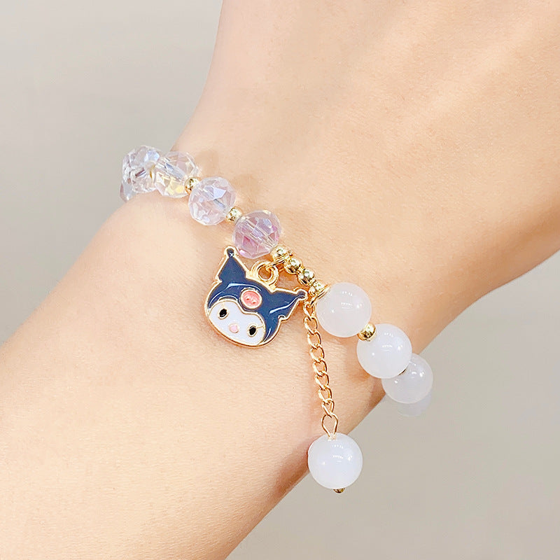 Bracelets de fleurs en cristal de dessin animé de princesse perlée pour enfants