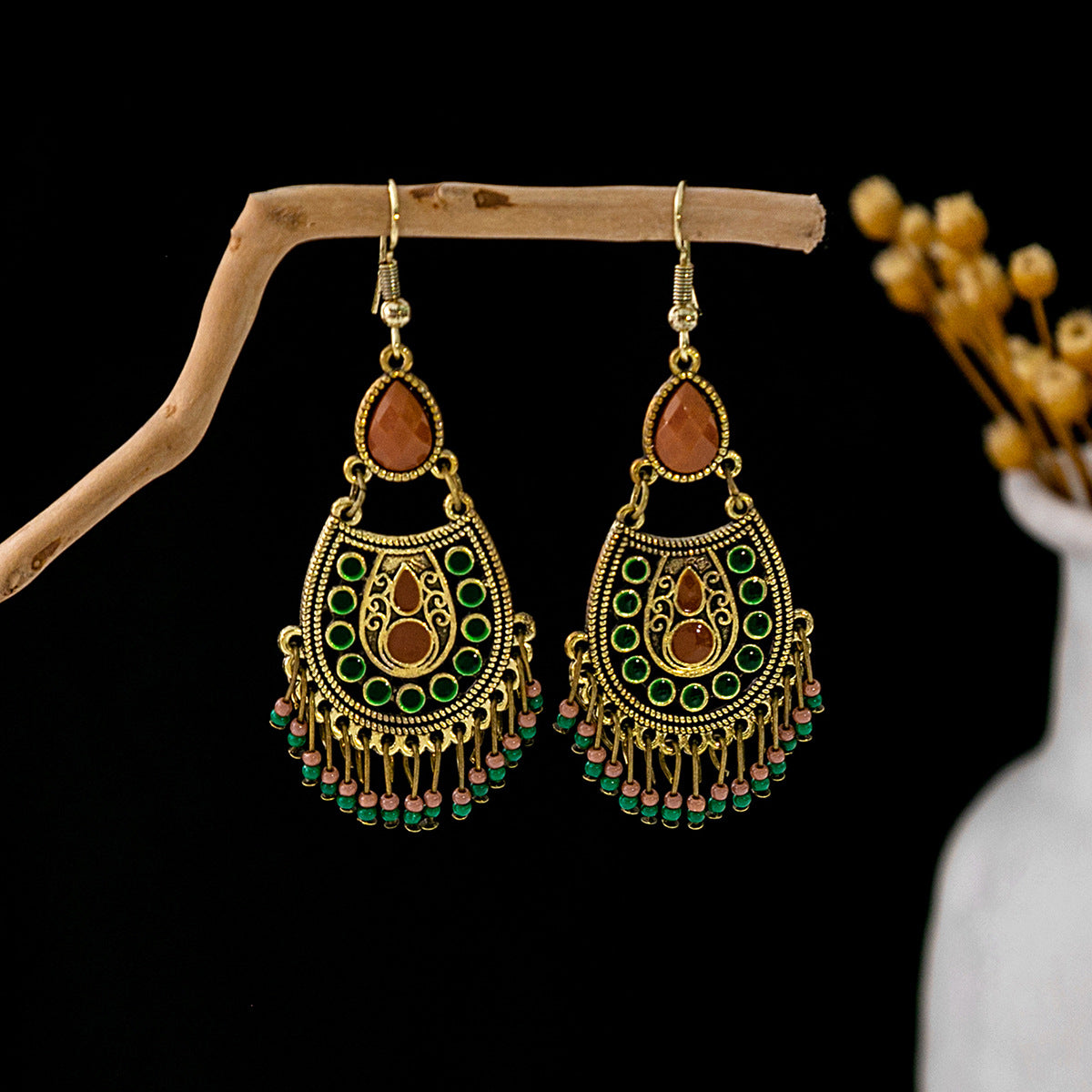 Tassel Turquoise Retro Minority Ethnic Style Earrings