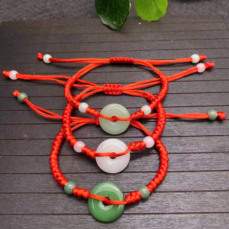White Jade Peace Buckle Rope Life Bracelet