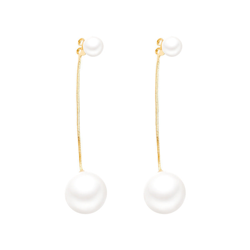 Women's Sier Needle Exaggerated Long Fringed Pearl Earrings