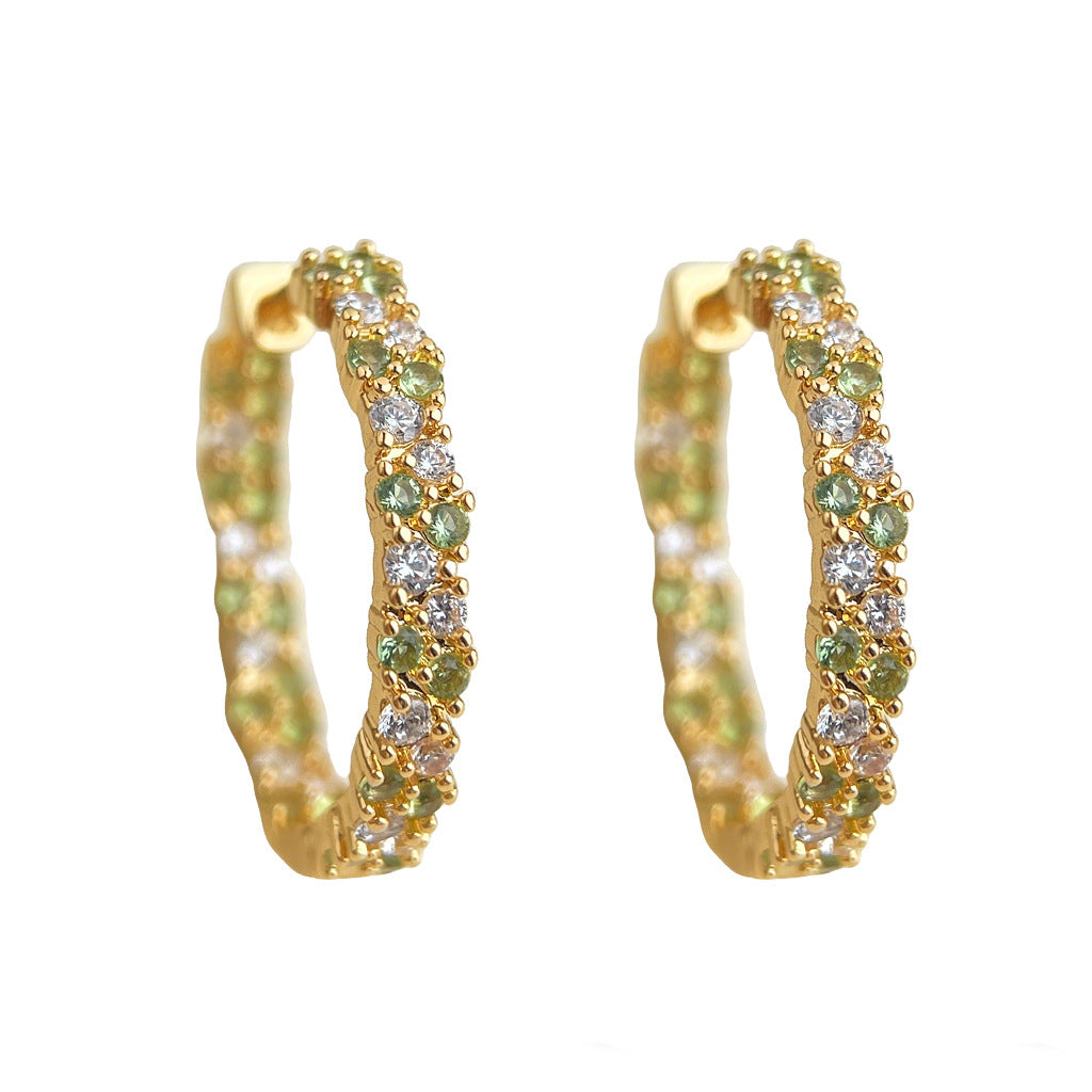 Style High-grade Colorful Zircon Geometric Round Earrings