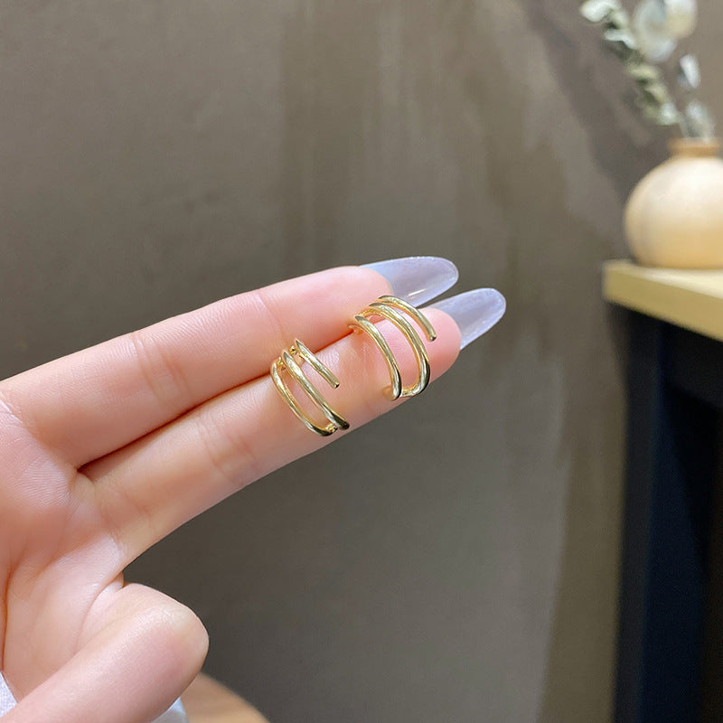 Women's Geometric Metal Cold Style Minority Simple Sier Needle Earrings