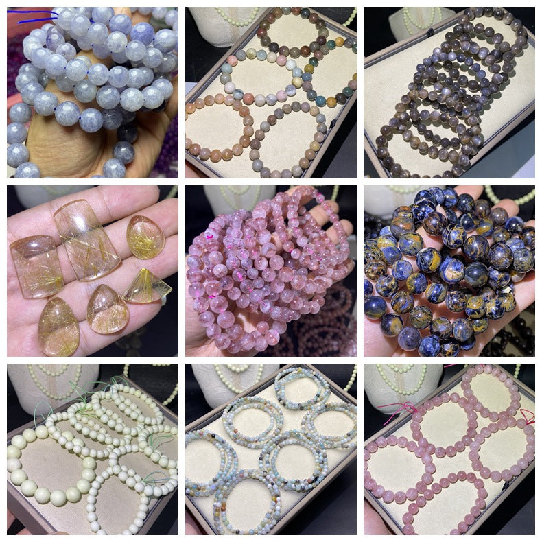 Bracelets violet jaune rose cristal bleu gris