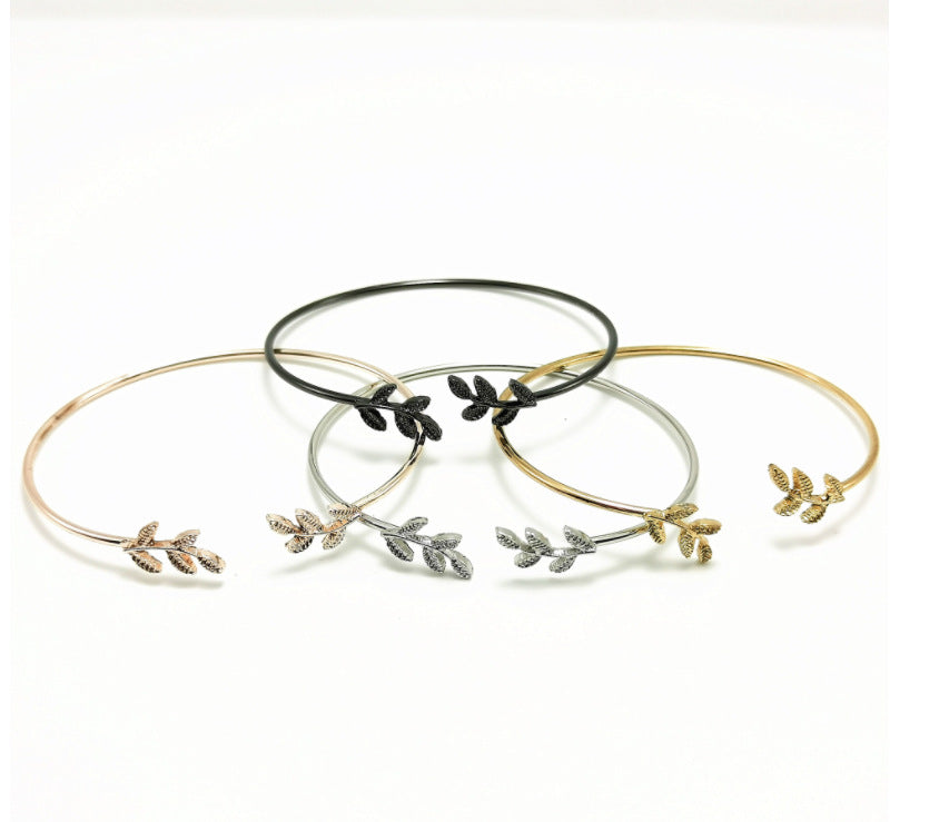 Simple Four-color Leaves Open Leaf Lot Bracelets