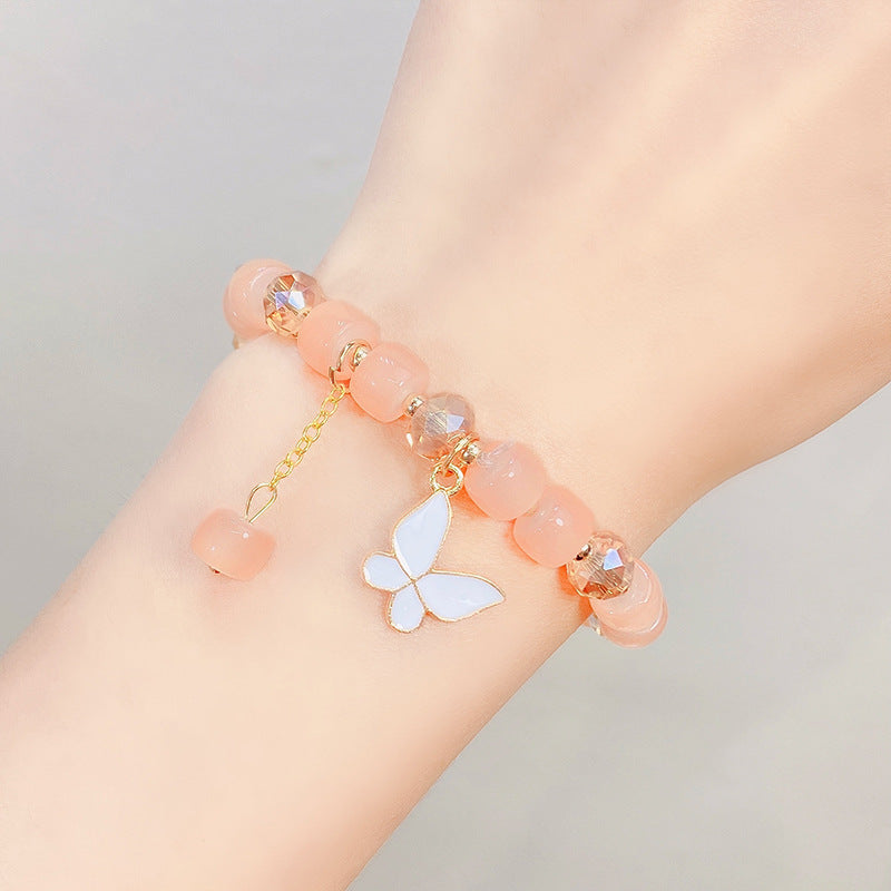 Children's Glaze Beaded Princess Cartoon Crystal Flowers Bracelets