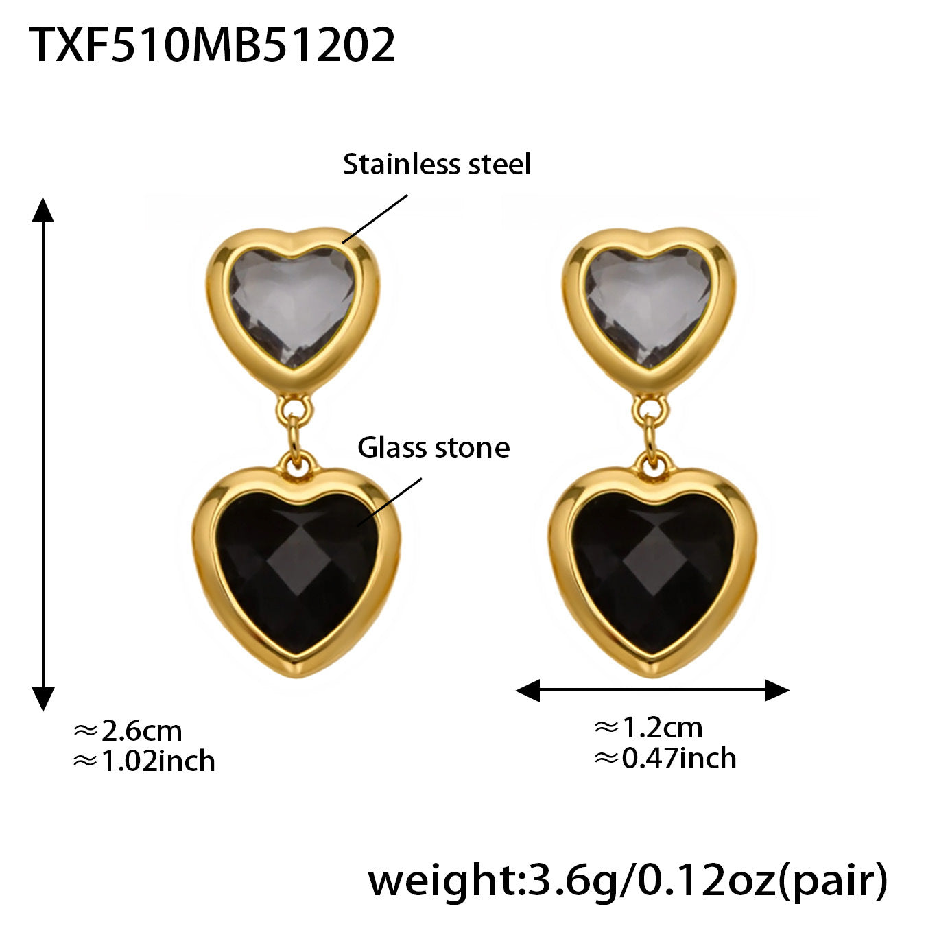 Cut Candy Color Heart-shaped Glass Stone Fashion Exquisite Stainless Rings