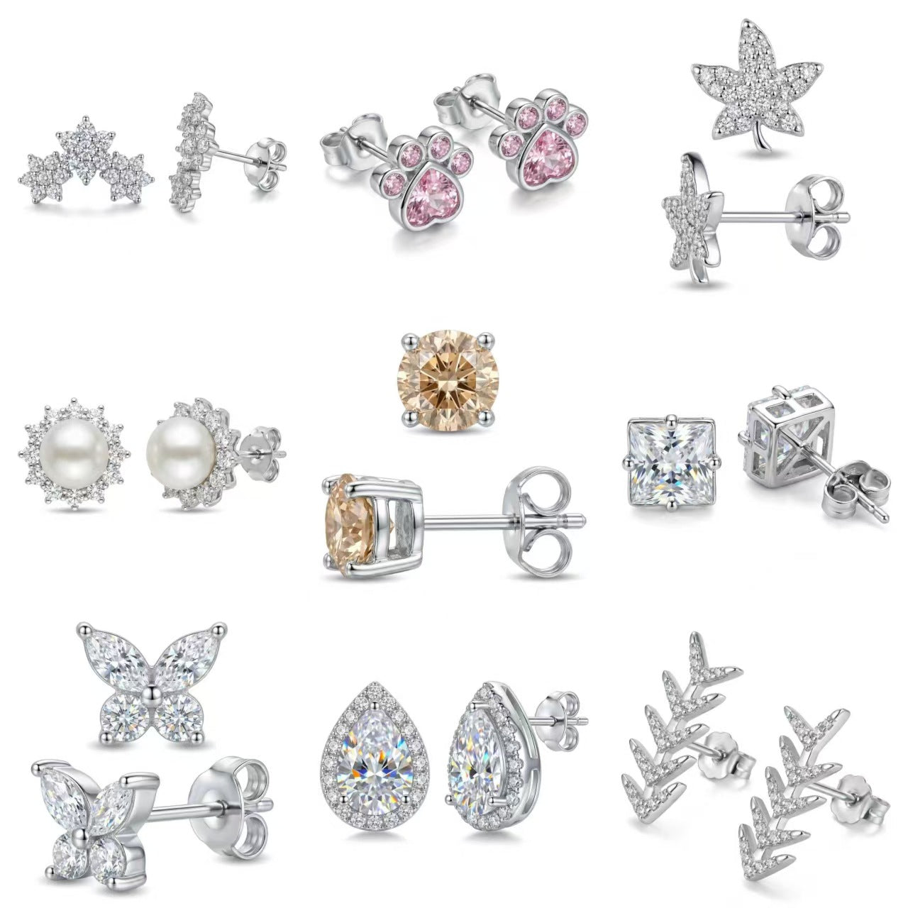 Women's & Men's Material Finely Inlaid Niche High Sense Basic Stud Earrings