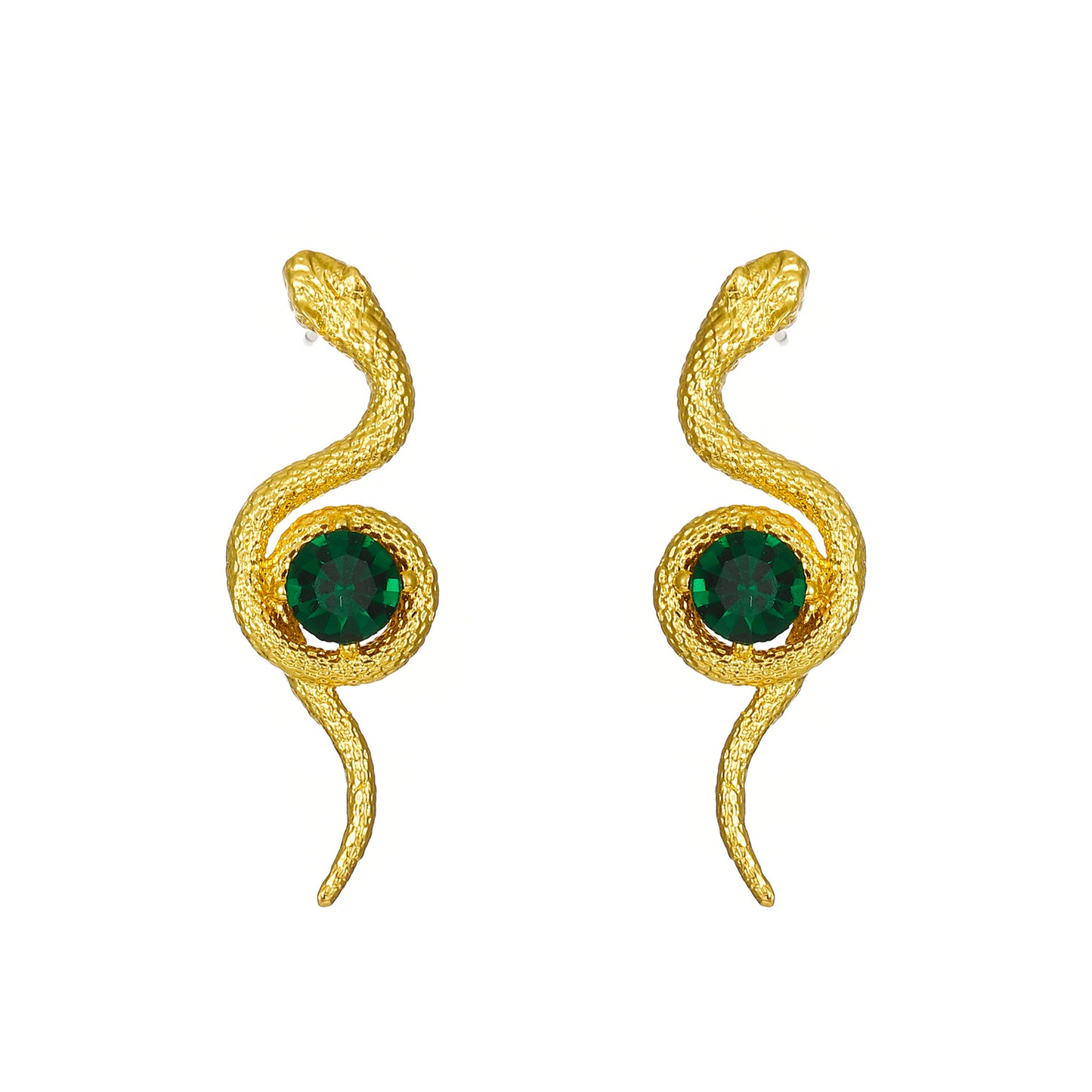 Boucles d'oreilles en forme de serpent pour femmes, mode rétro, enroulement émeraude, simulation de serpent