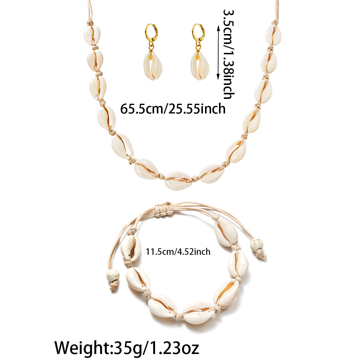 Bohemian Vacation Style Fashion Simple Shell Short Jewelry Set