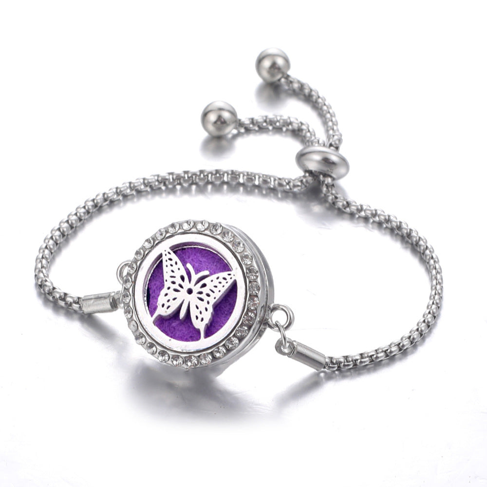 Steel Hollow Oil Lucky Tree Open Box Bracelet