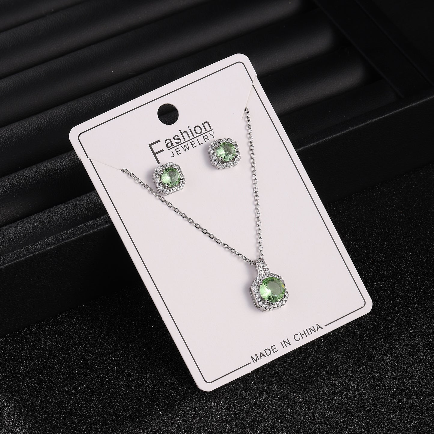 Live Broadcast Zircon Full Diamond Perfume Bottle Square Bag Earings Jewelry Set