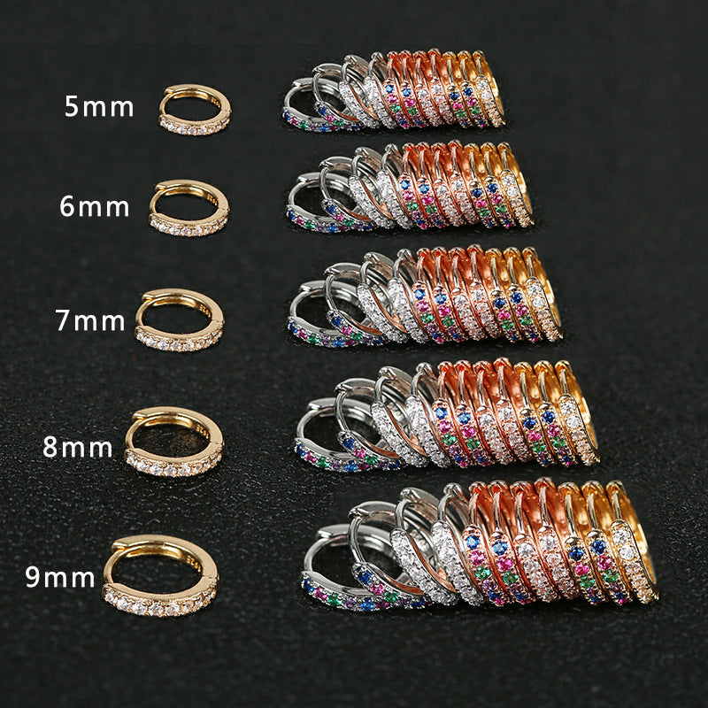 Mini Small Eardrop Colorful Crystals Rose Ear Buckle