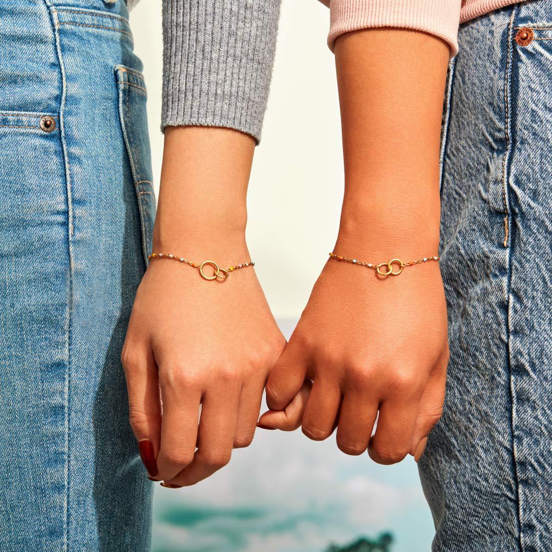 Bracelets d'amitié à double goutte d'huile en argent sterling pour femmes