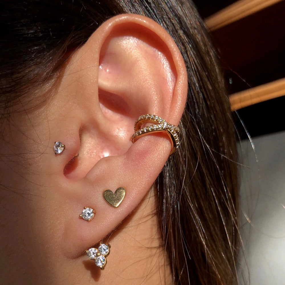 Women's Zircon Triangle Geometric Ear Hook Light Luxury Design Sense Stud Earrings