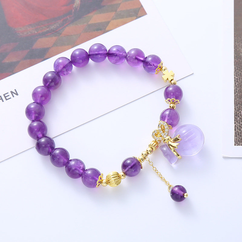 Amethyst Ethnic Style Money Bag Pendant Bracelets