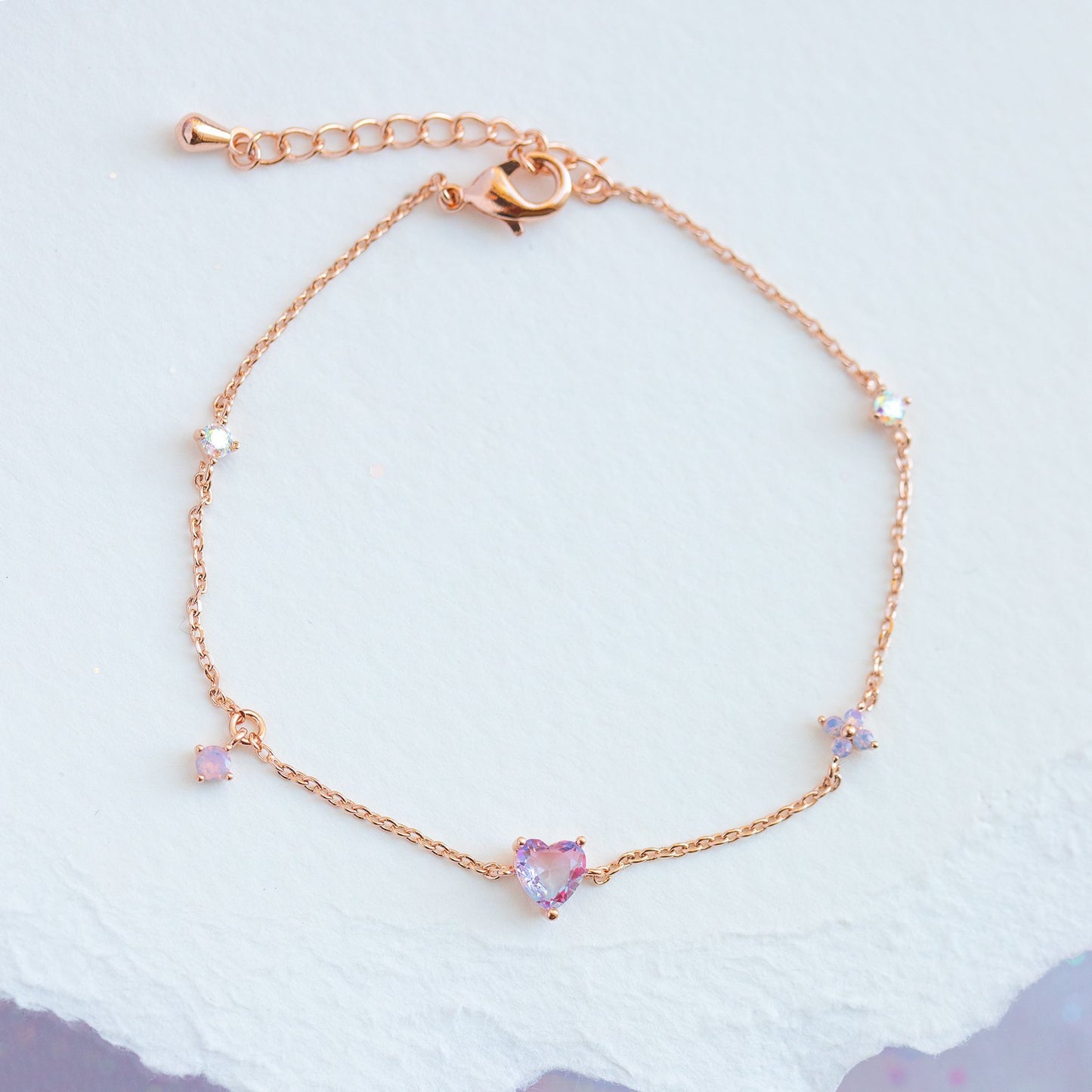 Bracelets de luxe légers pour femmes, coeur rose doux