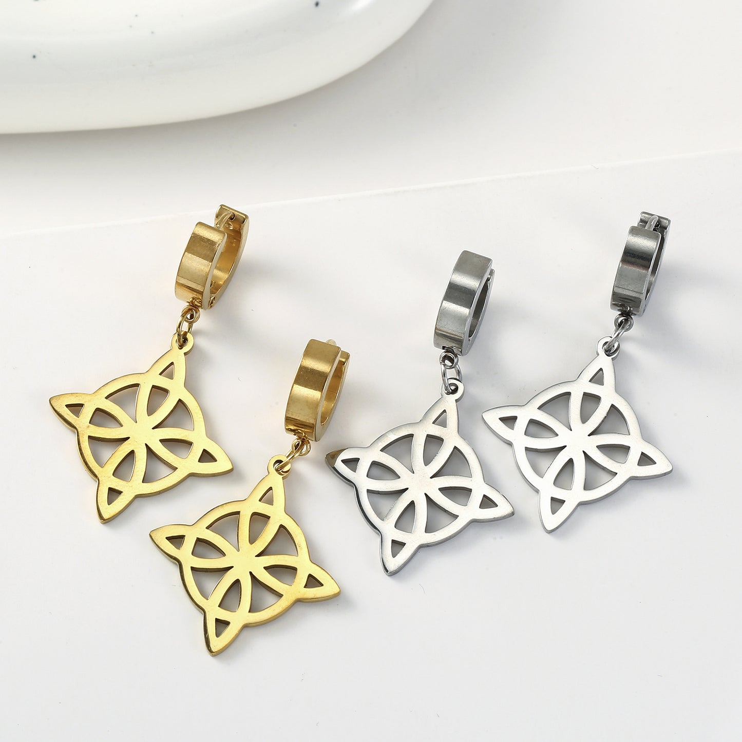 Witch Knot S-shaped Cut Stainless Steel Jewelry Set