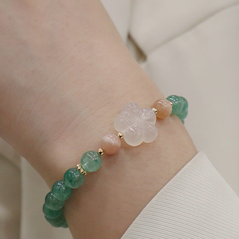 Bracelets de fleurs de décoration de sécurité en calcédoine de Quartz fraise