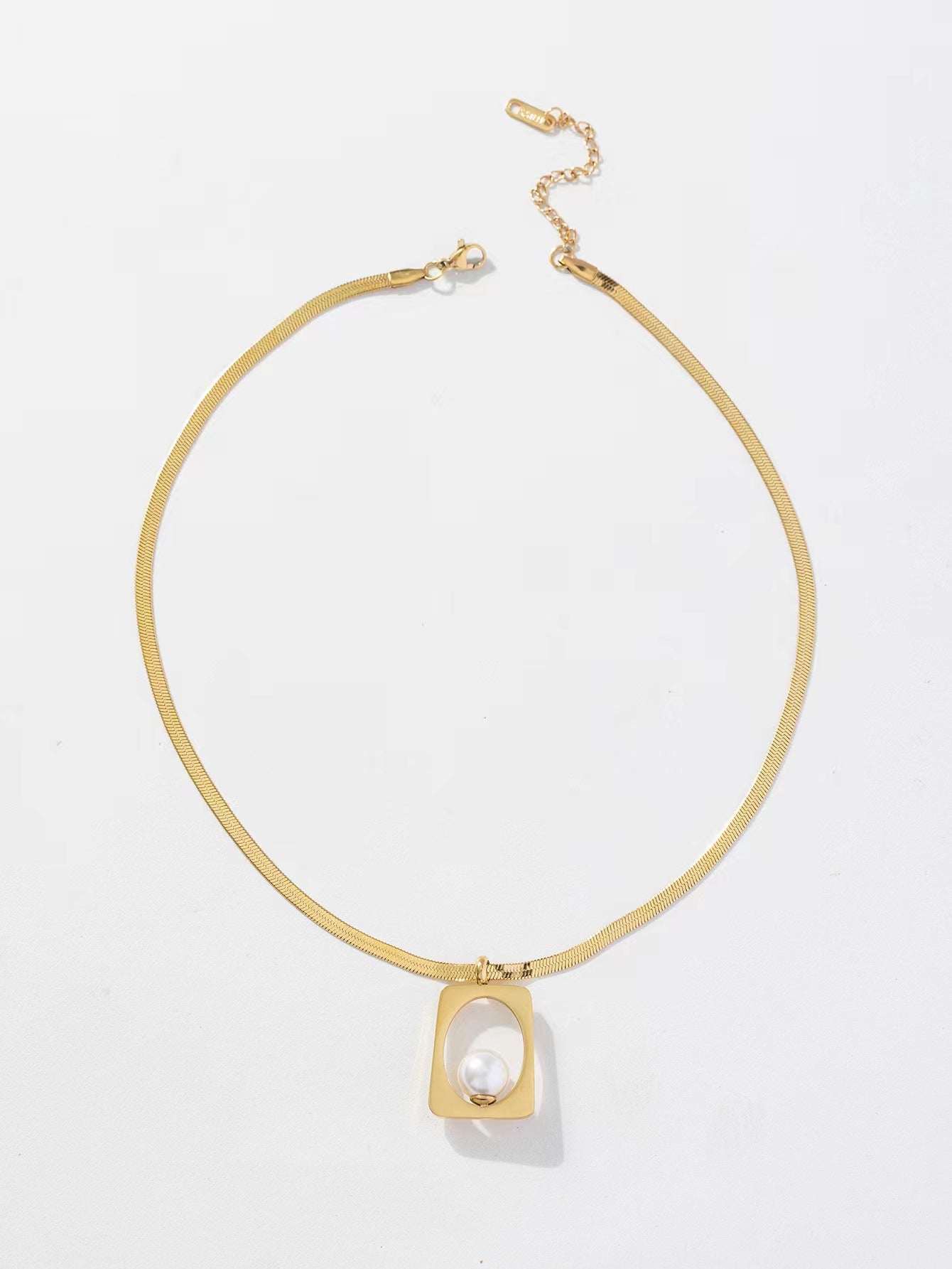 Geometric Square Pearl Titanium Steel No Jewelry Set