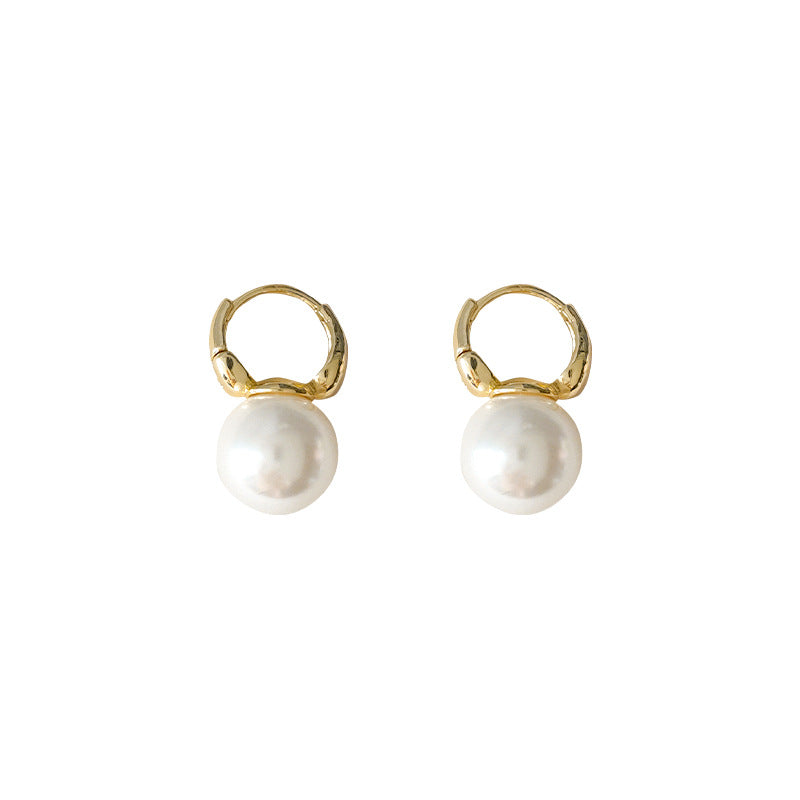 Glass Pearl Great Texture Plated Simple Earrings