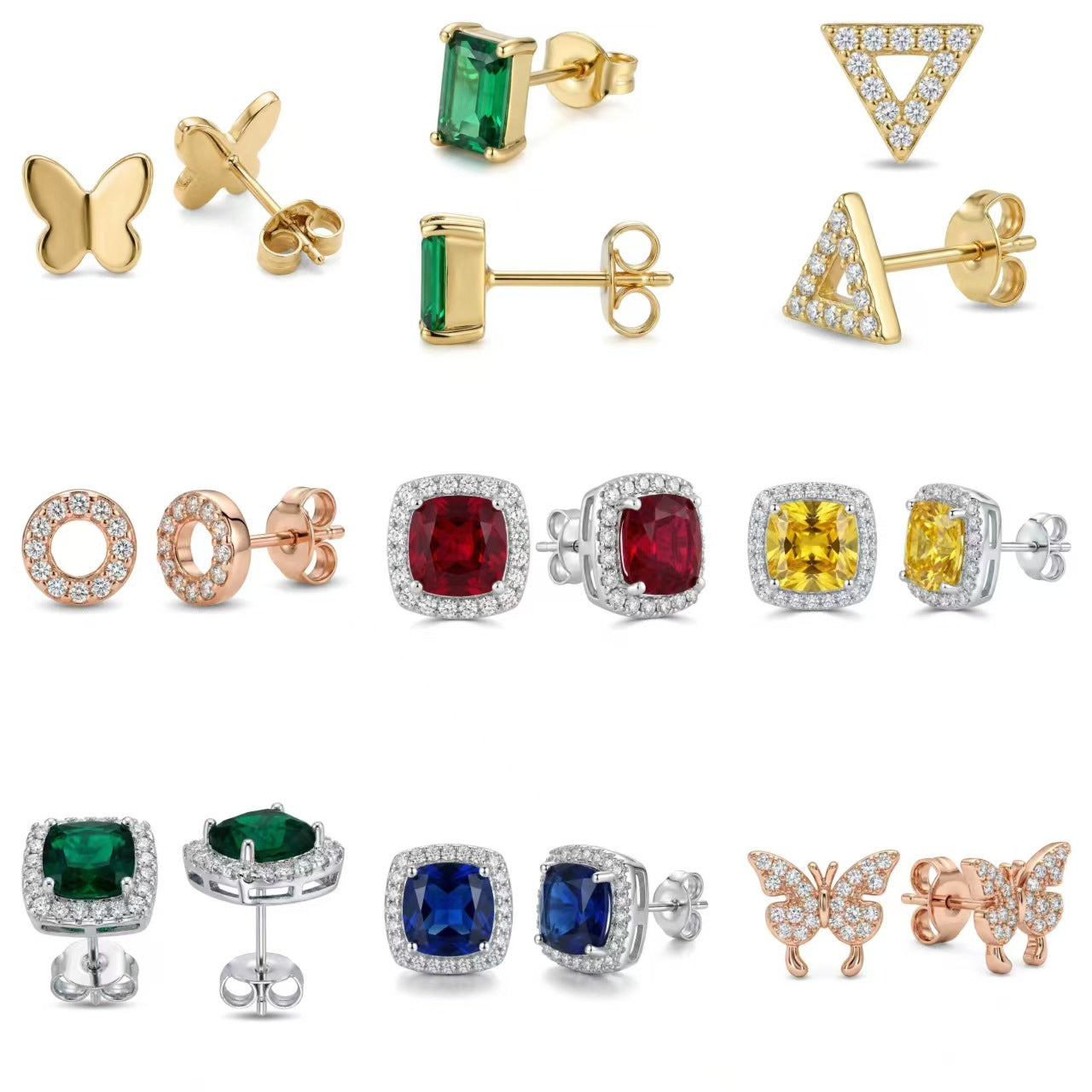 Women's & Men's Material Finely Inlaid Niche High Sense Basic Stud Earrings