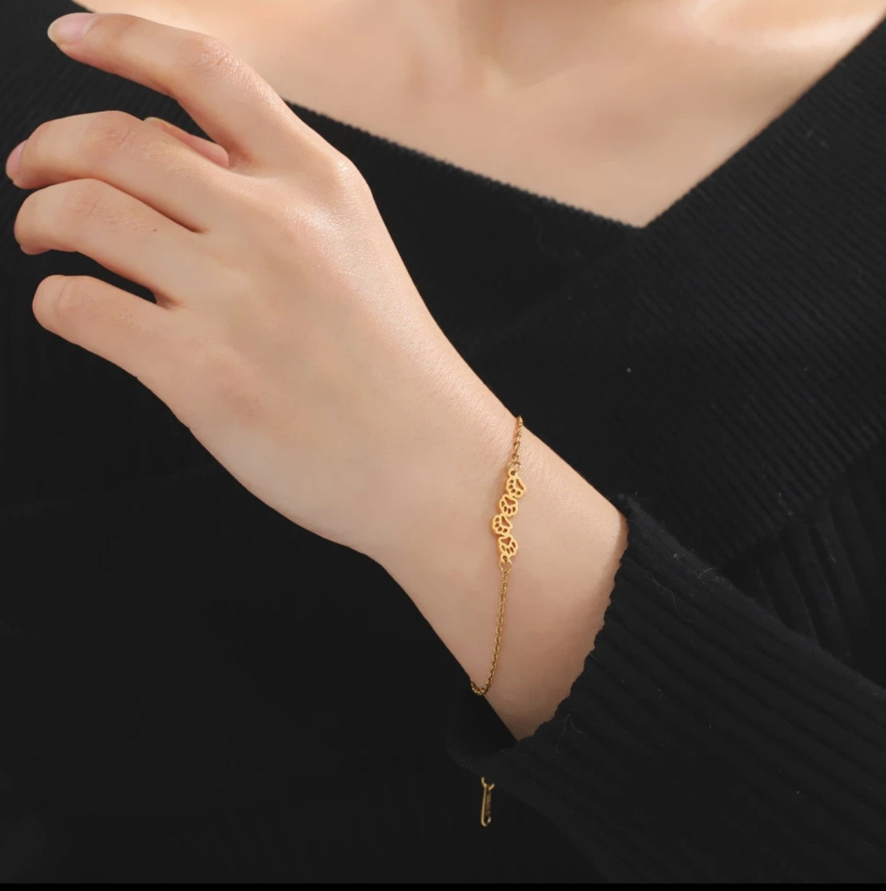 Bracelets d'été en acier titane avec patte de chat pour copines