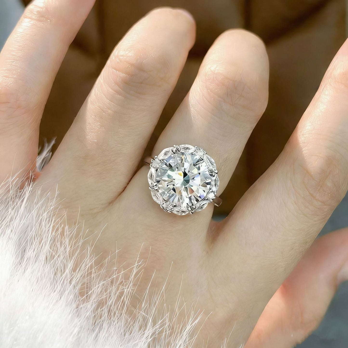 2 Karat Full Diamond Female Bud Proposal Bridal Bouquet Ring