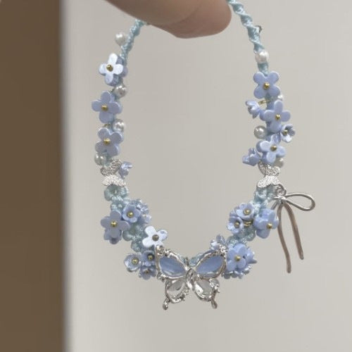 Sweet Exquisite Versatile Woven Flower Butterfly Clavicle Chain Premium Simple Necklaces