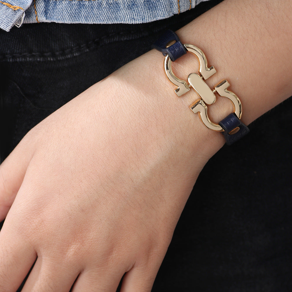 Simple Fashion Goddess Design Leather Alloy Geometric Bracelets