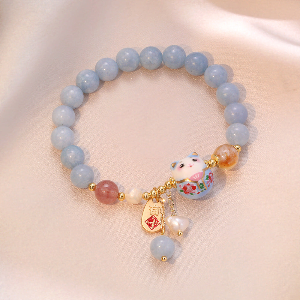 Blue Cat Pearl Ethnic Style Vintage Bracelets