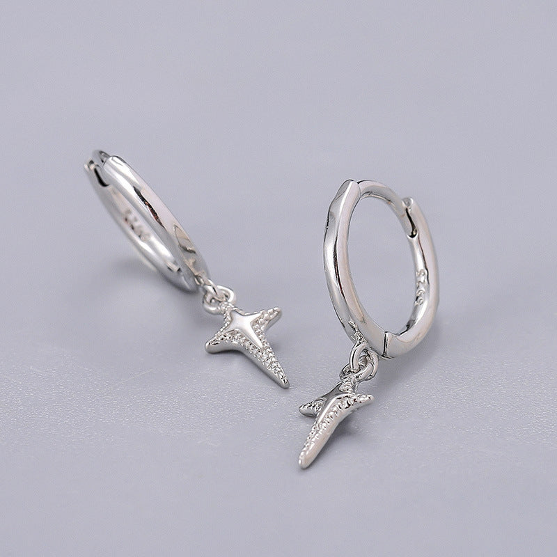 Cross Star Niche Bag Versatile Personality Earrings