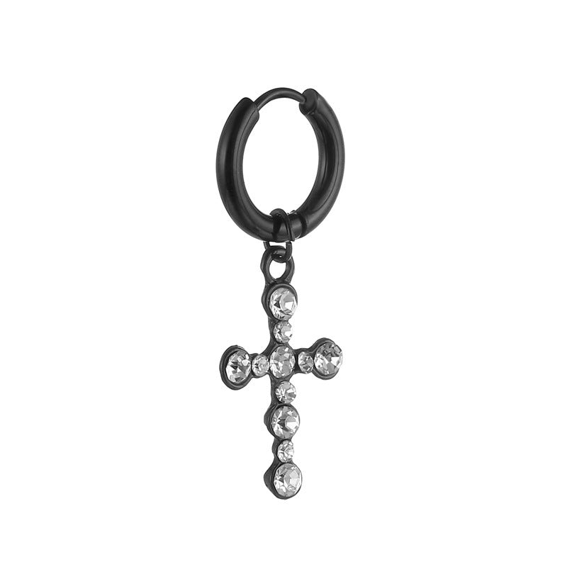 Women's & Men's Korean Fashion Trend Cross Titanium Steel Personalized Hip Hop Ear Buckle
