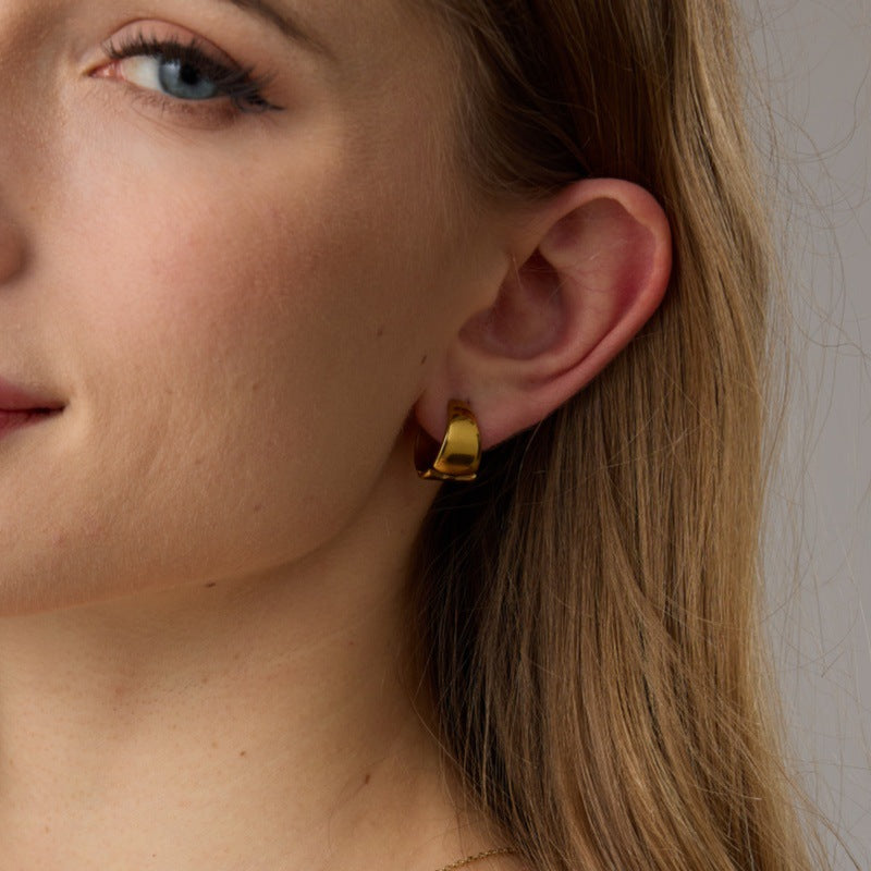 Women's French Style Vintage Bow Earless Light Luxury Golden Niche Rings