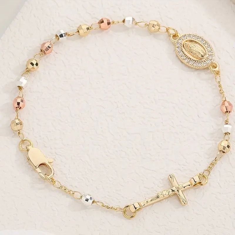 Cross Bead Diamond Copper Color Light Luxury Necklaces