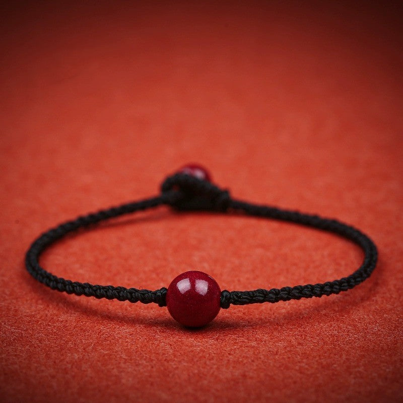 Bracelets tissés à la main pour hommes, minerai brut, corde rouge, vie féminine, lapin