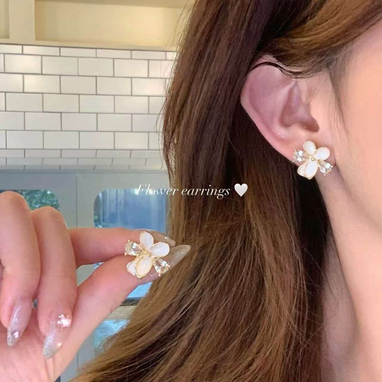 Women's Vacation Style Super Fairy Sweet Flower Seaside Colorful Little Wild Earrings