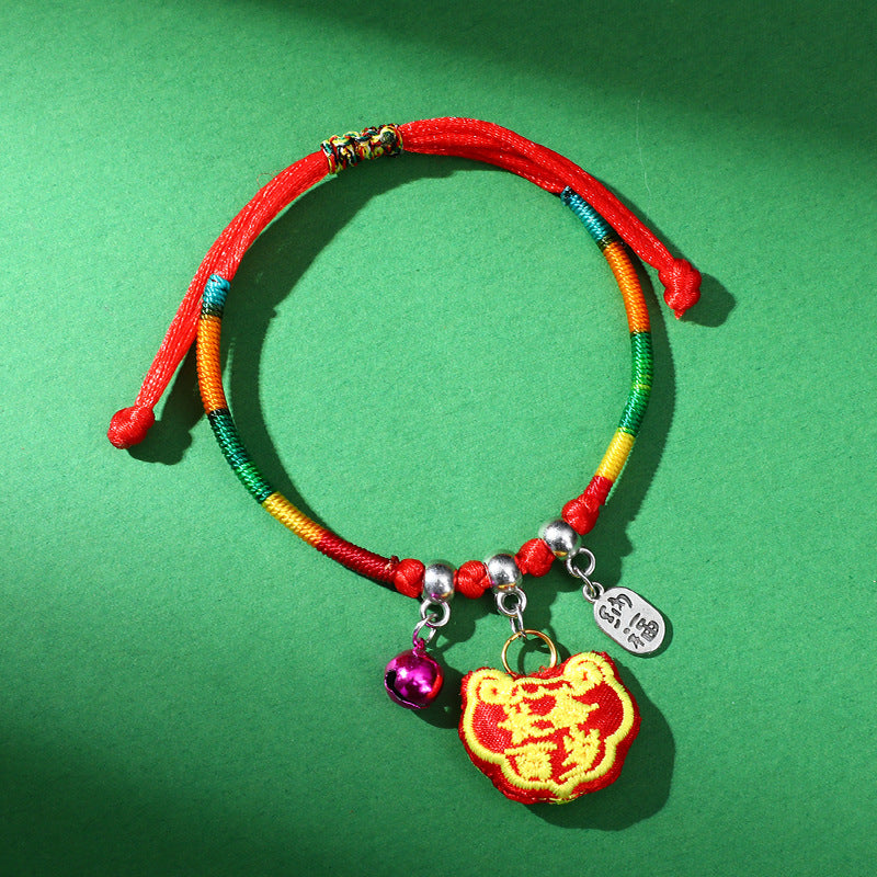 Children's Dragon Boat Festival Colorful Rope Small Tiger Head Lucky Bag Bracelet