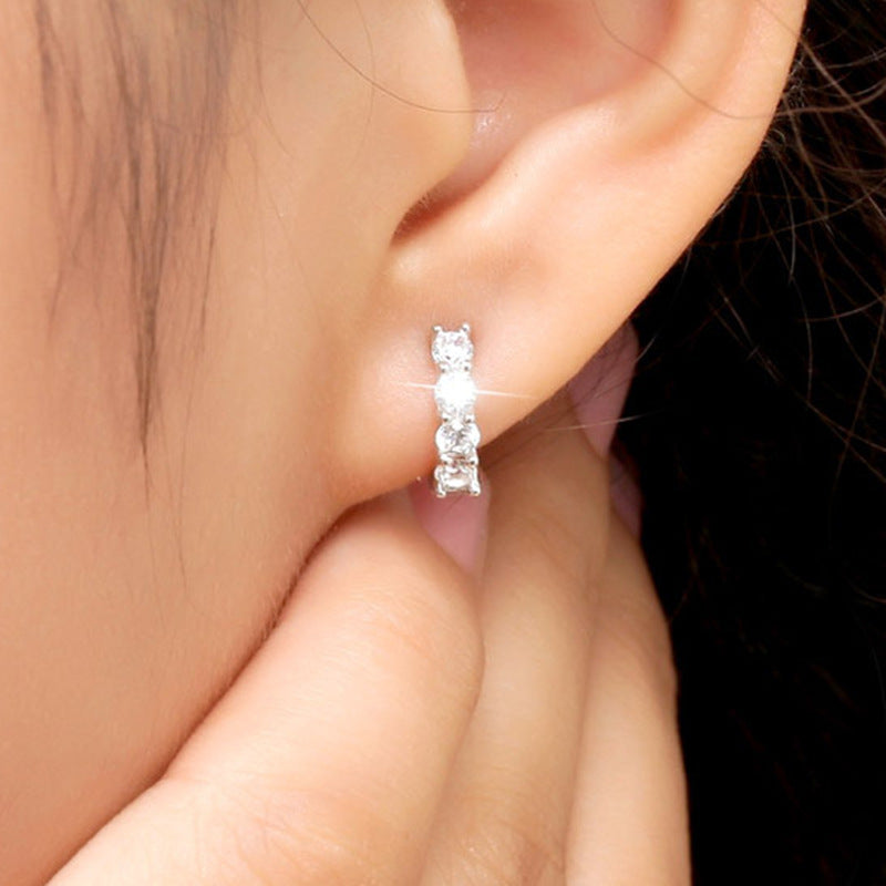 Boucles d'oreilles en forme de cœur avec diamants Super Flash à une rangée pour femmes