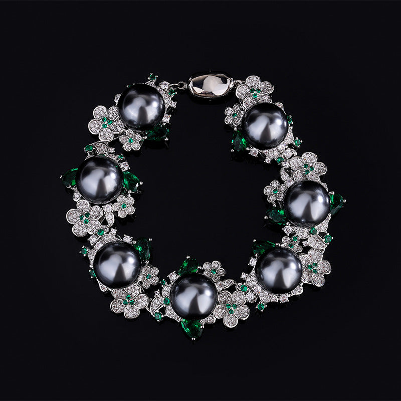 Österreichische Hofblumen-Perlen-Meergrau-Muschel-Armbänder