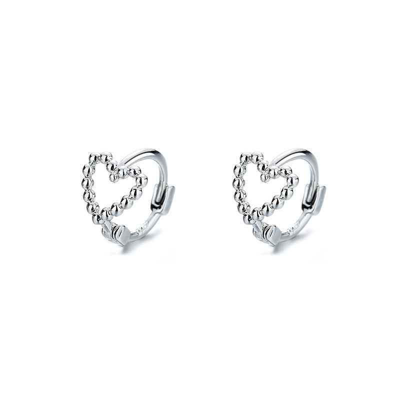 Ning creux en forme de coeur cercle doux Girly copines petites boucles d'oreilles coeur