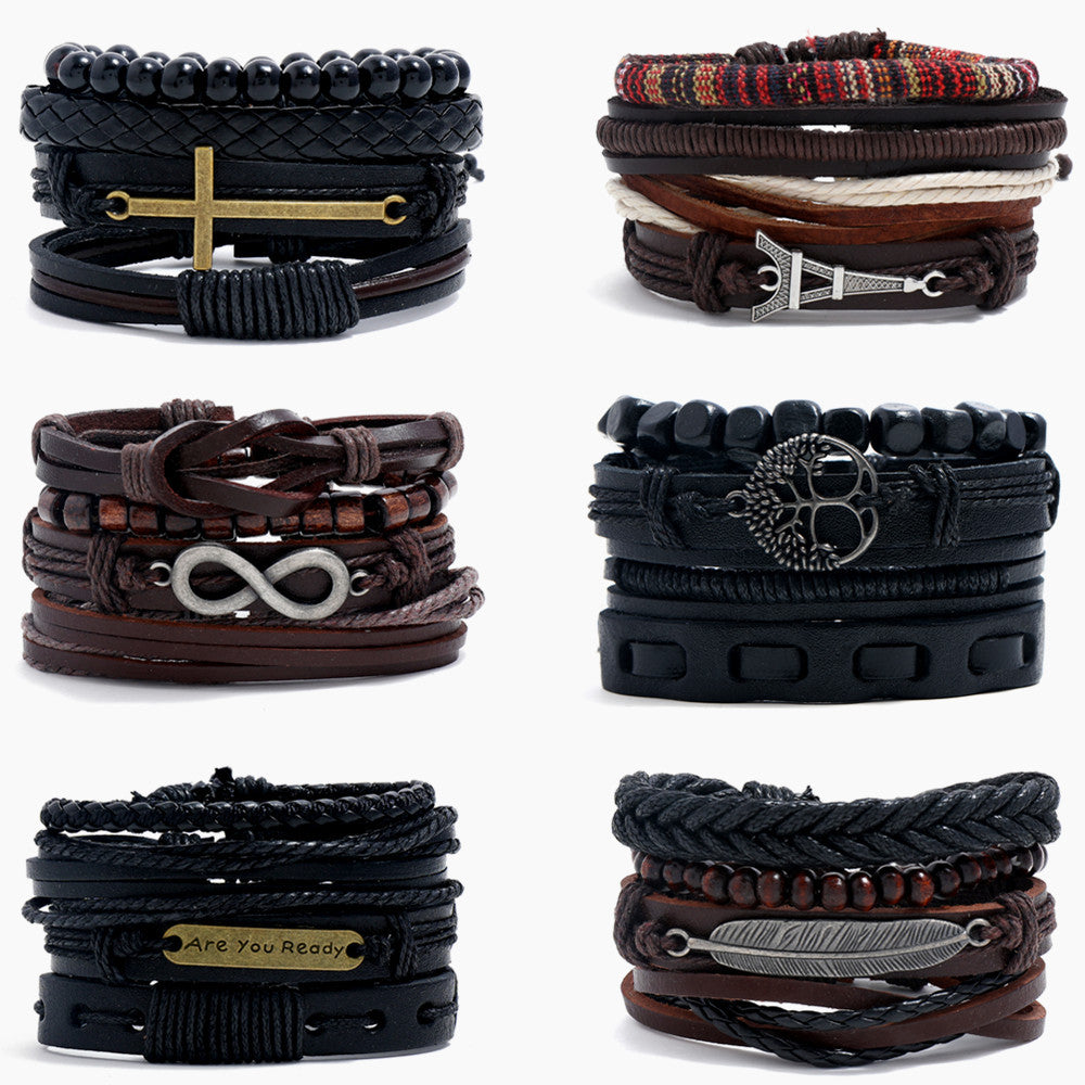 Women's & Men's & Simple Retro Set Braided Leather And Bracelets