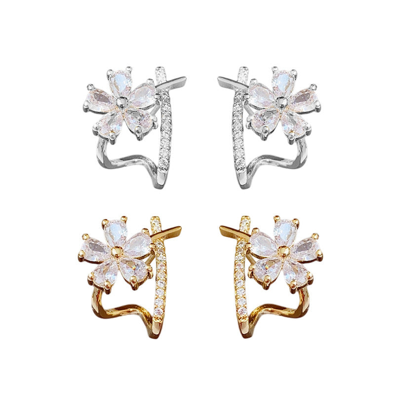 Flower Cross Light Luxury Design High-grade Earrings