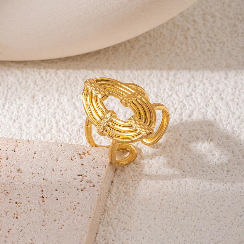 Fashionable Elegant Stainless Steel Leaf Female Style Hip Ring