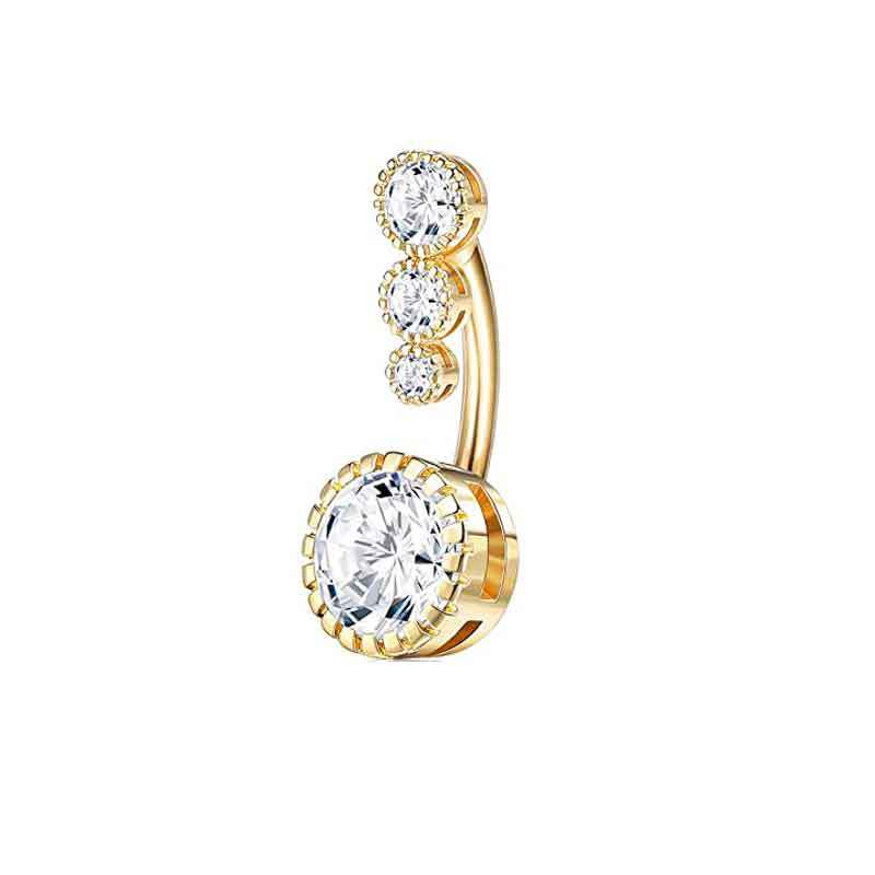 Gold Belly Rhinestone Zircon Style Navel Buckle Earrings